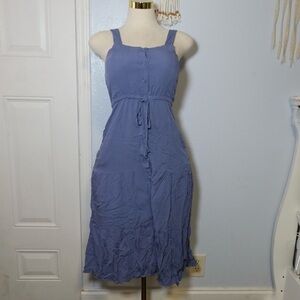 #0006 Lucky Brand Blue Button-Front Midi Dress